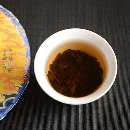 357g Dragon Pole * 2021 Menghai Dayi Pu-erh Tea Ripe Puer Shu Cake 2101