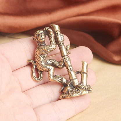 Solid Brass Monkey Figurine Statue Home Ornaments Animal Figurines Gift