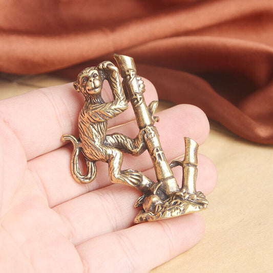 Solid Brass Monkey Figurine Statue Home Ornaments Animal Figurines Gift