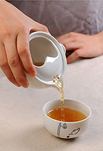Convenient Teapot Tea Cup Porcelain Teacup Glazed Travel Tea Set Kuaike Cups