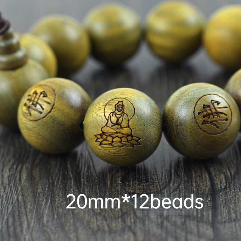 Green Sandalwood Bracelet Shaolin Temple Buddhist Monk Prayer Mala Beads