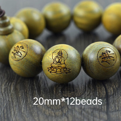 Green Sandalwood Bracelet Shaolin Temple Buddhist Monk Prayer Mala Beads