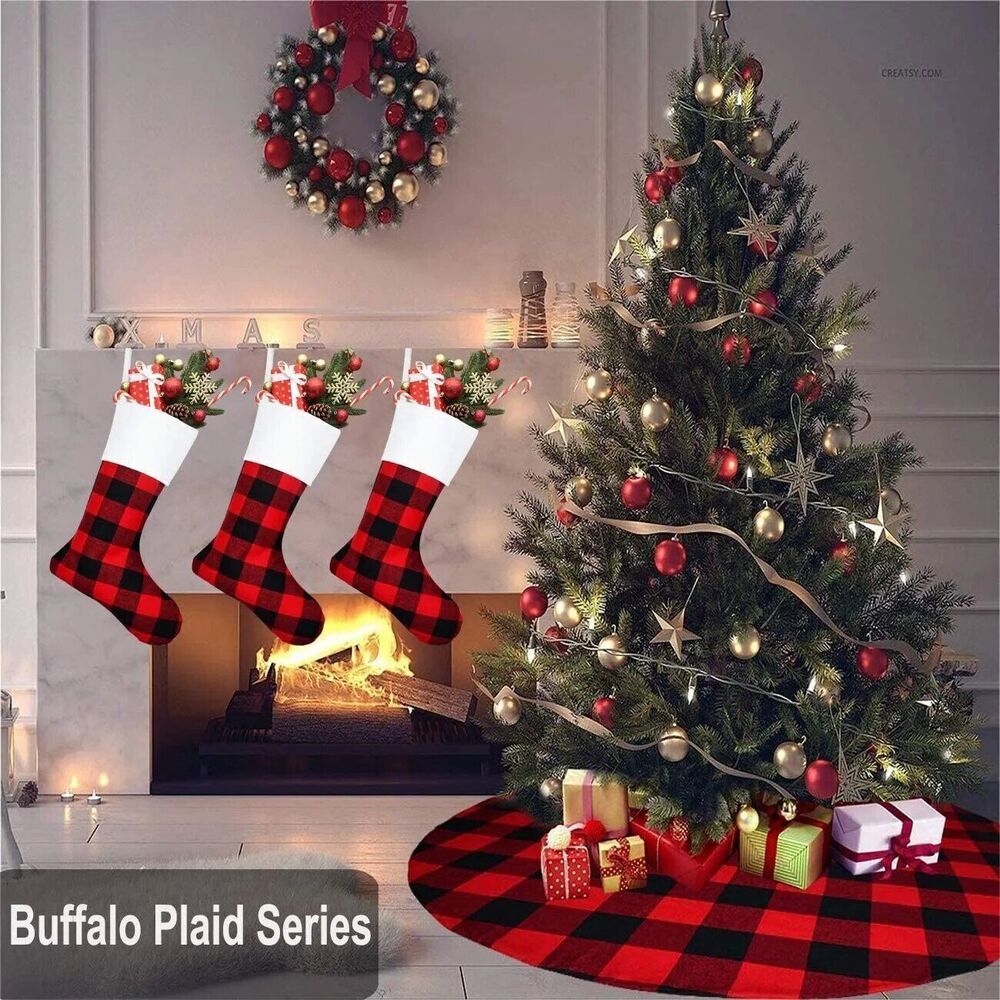 6pc Christmas Stocking Christmas Socks Christmas Tree Decor Xmas Gift Bags 2023