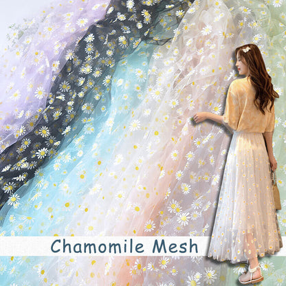 Floral Daisy Gauze Mesh Fabric Transparent Chiffon DIY Sweet Dress Blouse Bags