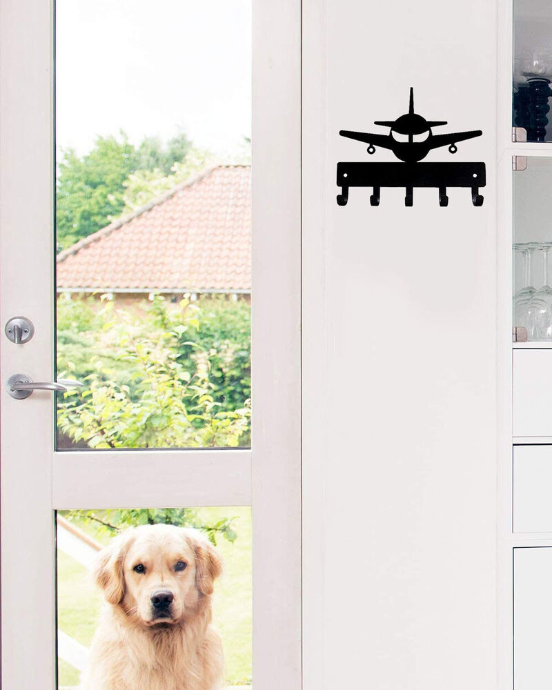 Airplane #1 Key Rack Hanger - 6 inch Wide Metal Wall Art