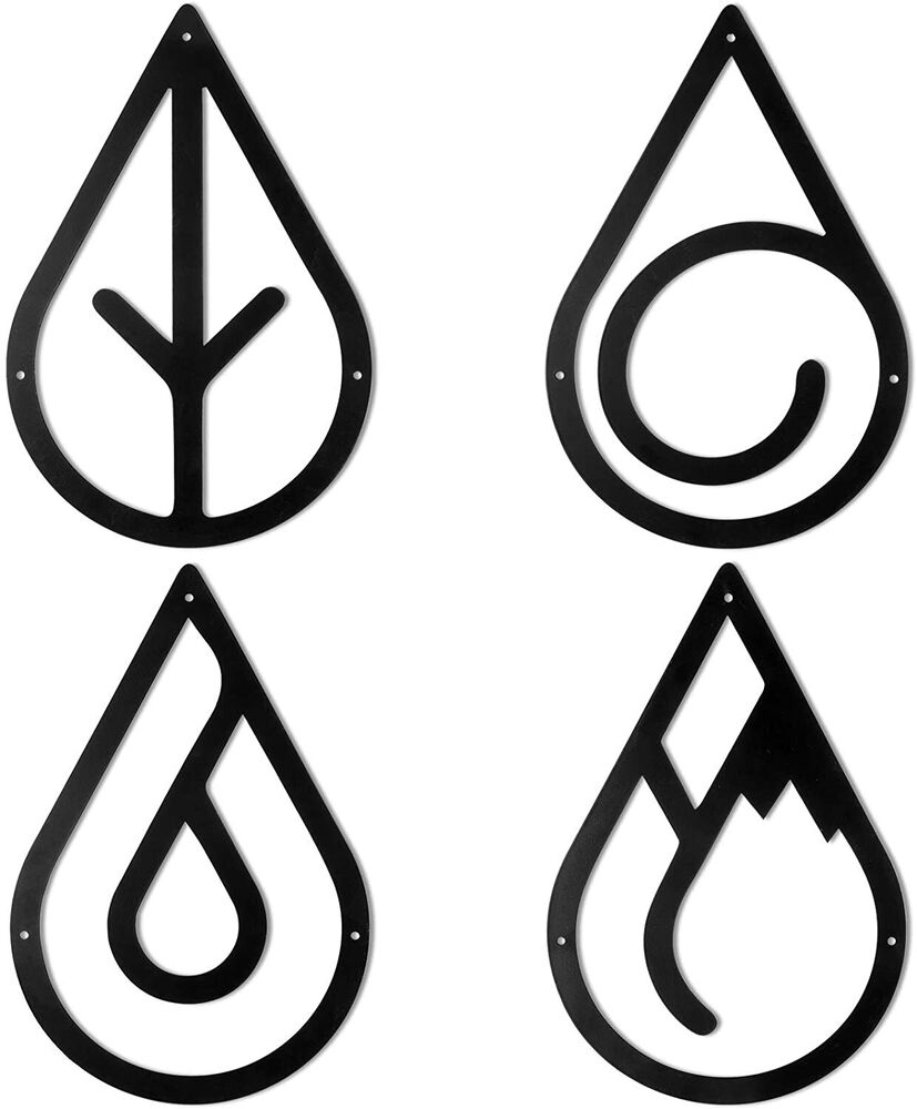 Four Elements Metal Wall Art Black Metal Wall Decor Hanging Elements Metal decor