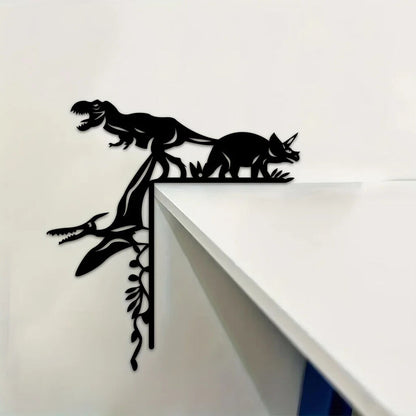 Metal Dinosaur Boar Decorative Wall Sticker Door Corner Decoration
