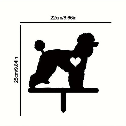 Clever Dog Garden Stake Iron Art Silhouette Metal Yard Sign Courtyard Art Garden