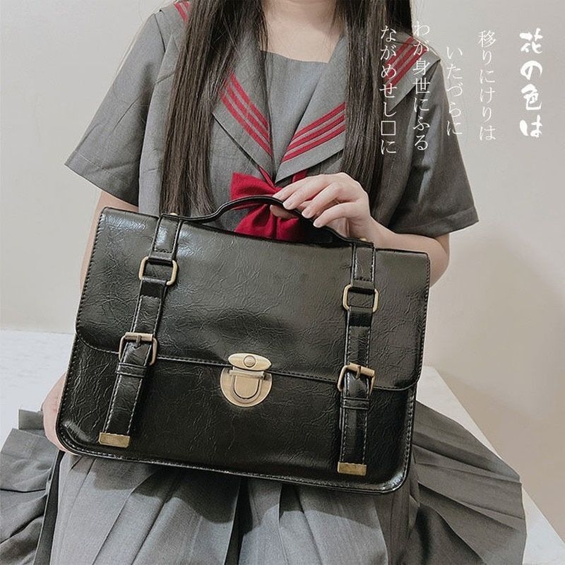 Shoulder School Bag Leather Large Briefcase Tote Handbag Backpack 31*23*7 CM 1PC