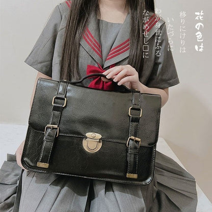 Shoulder School Bag Leather Large Briefcase Tote Handbag Backpack 31*23*7 CM 1PC