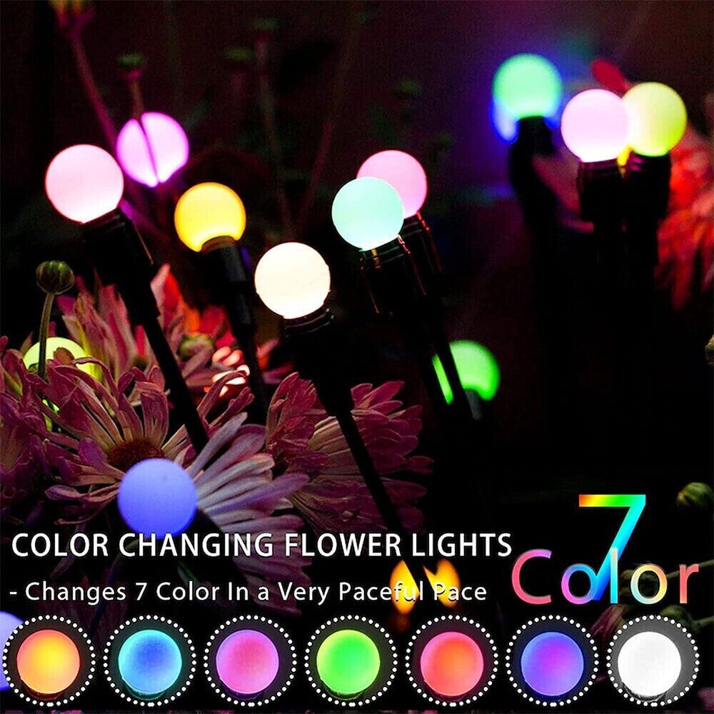 8 LED Solar Firefly Lights 2 Pack Swaying Outdoor Garden Pathway Landscape Decor