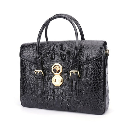 Crocodile Alligator Skin Men's Business Briefcase, Desinger Eagle Head Handbags