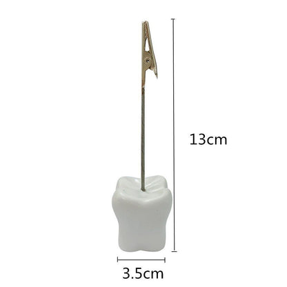 Business Card Holder Tooth Shaped Dental Clinic Desk Decoration Resin 3.5x3x13cm