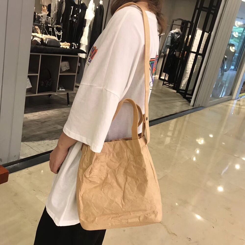 2023 Kraft Paper Women Shoulder Bags Paper Lady Handbags Crossbody Bag Female