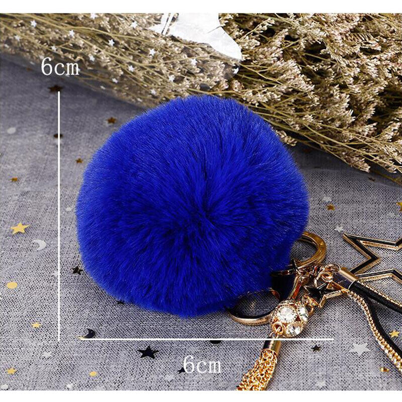 Pompom Star Key Chain Fluffy Faux Fur Ball Keyring Bag Pendant Fluffy Keyring