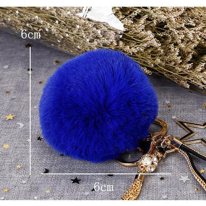Pompom Star Key Chain Fluffy Faux Fur Ball Keyring Bag Pendant Fluffy Keyring