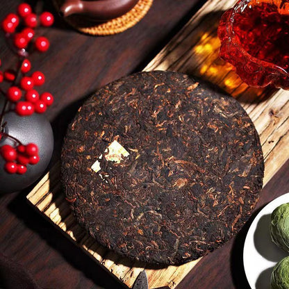 357g Puerh Ripe Tea Cake Jixiangruyi Pu-erh Cooked Tea Yunnan Organic Black Tea