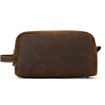 Men's Real Leather Large Clutch Purse Bags Vintage Brown Handbag Zipper Wallets