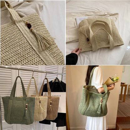 Weave Tote Summer Handbag Bohemian Shoulder Bag Women Ladies Travel Bag