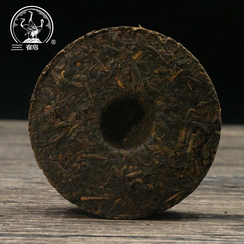 Three Cranes Sanhe 2014 "0207" Liu Bao Tea Cake Dark Tea Heicha 100g