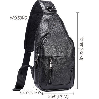 100% Genuine Leather Crossbody Bag Chest Bag Hiking Sling Backpack Shoulder Bags