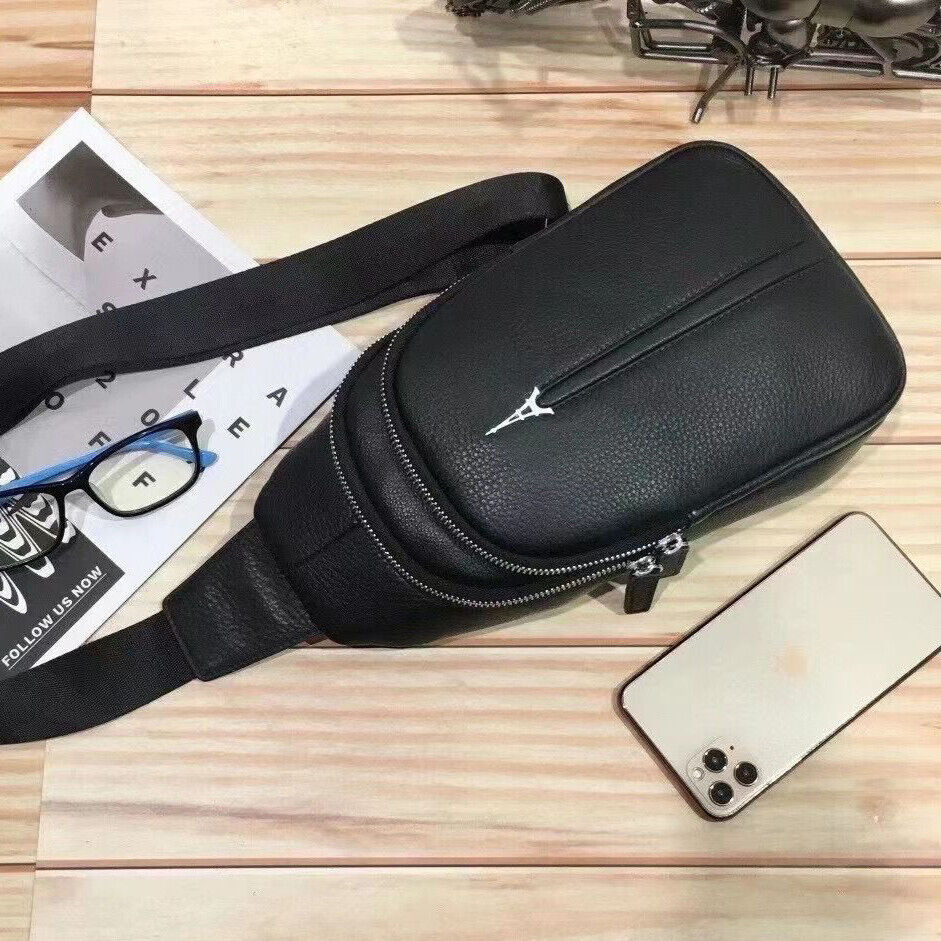 Sling Backpack Men's Genuine Leather Crossbody Chest Bag Sling Shoulder Bag
