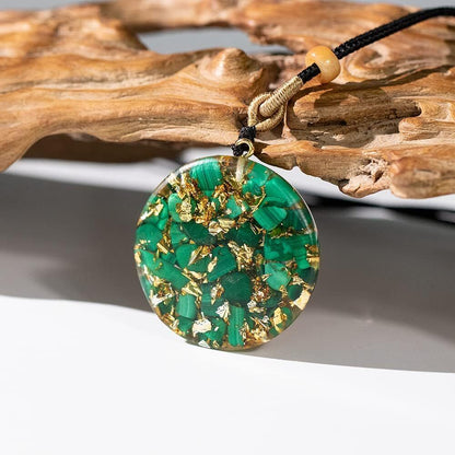 Orgonite Necklace with Malachite and Flower of Life Healing Crystals Meditation
