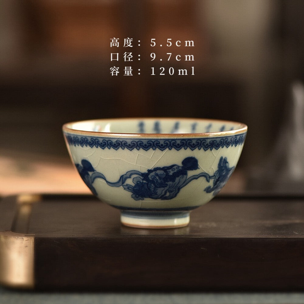 Jingdezhen Blue and White Porcelain Master Cup Dragon Kung Fu Tea Cup