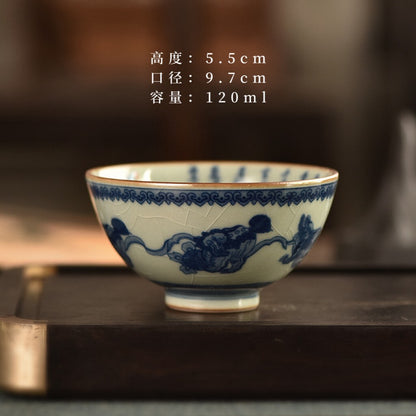 Jingdezhen Blue and White Porcelain Master Cup Dragon Kung Fu Tea Cup