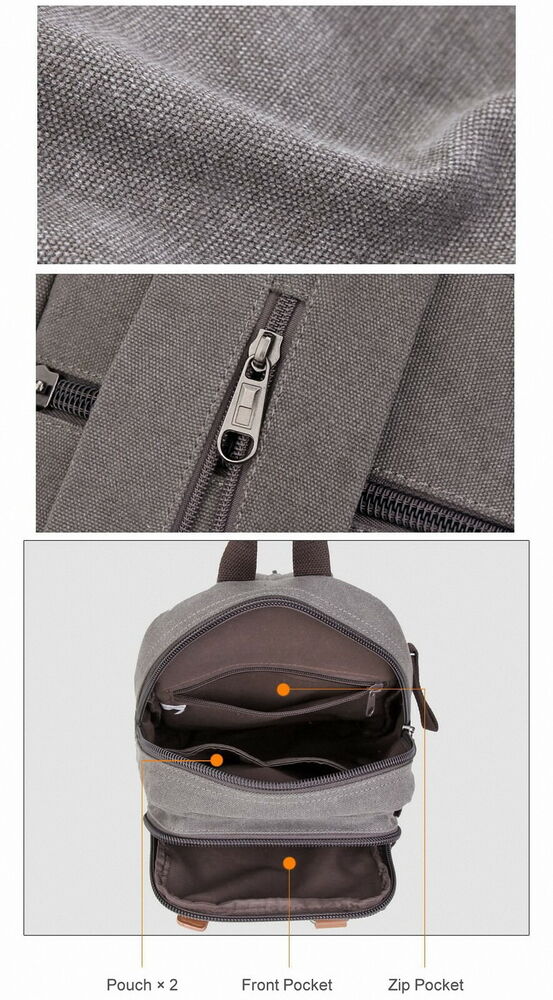 Men's Canvas Convertible Small Mini Backpack Rucksack Chest Pack Sling Bag