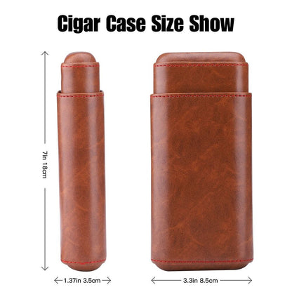 Cigar Cases PU Leather 3 Sticks Portable Storage Humidor Box Accessories 85x35mm