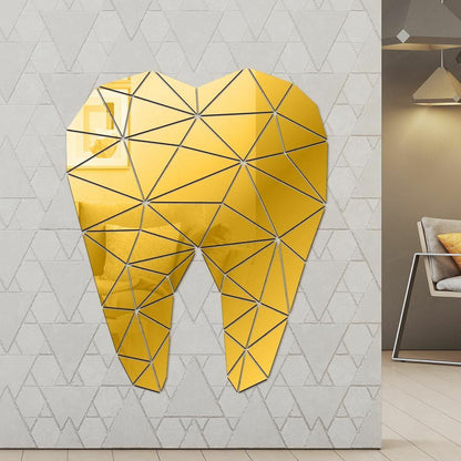 Dental Care Tooth Shaped Acrylic Mirrored Wall Stickers Dentist Clinic Art Decor