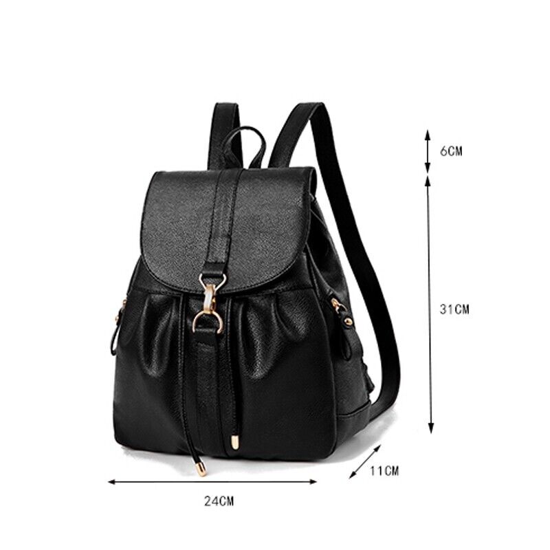 New Women's Ladies Casual Backpack Drawstring School Shoulder PU Leather Bag