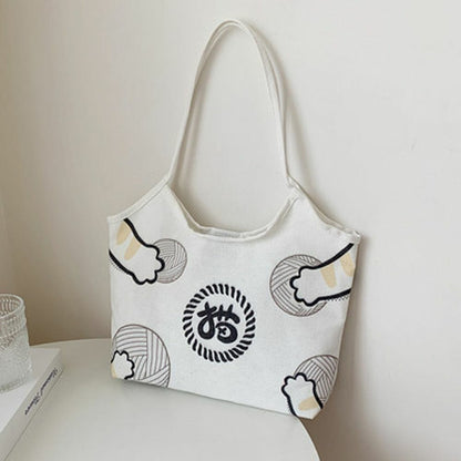 Daily Outdoor Travel Cartoon Tote Bag Underarm Bags Canvas Handbag Shoulder Bag