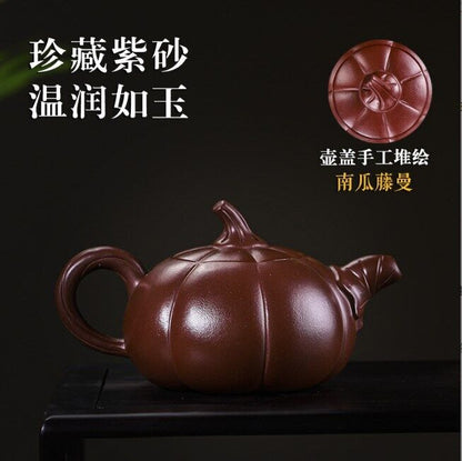 Chinese Yixing Teapot Pumpkin Zisha Clay Pottery Shape Clay Pot 380 Cc