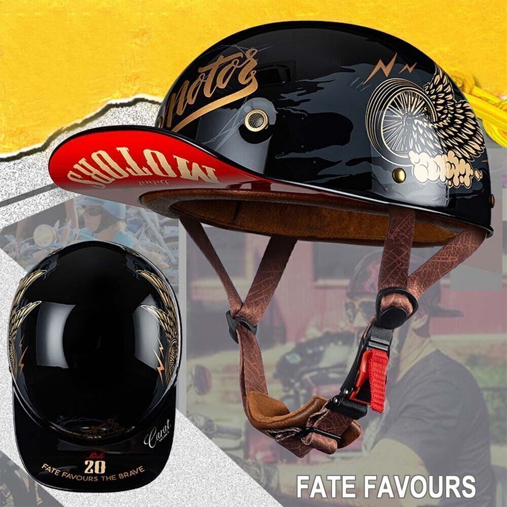 Motorcycle Half Helmet Open Face Motorcycle Half Helmet Retro Baseball Cap