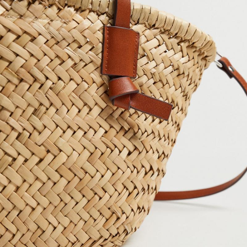 Wicker Woven Basket Bags Rattan Women Handbags Beach Straw Tote Crossbody Bag