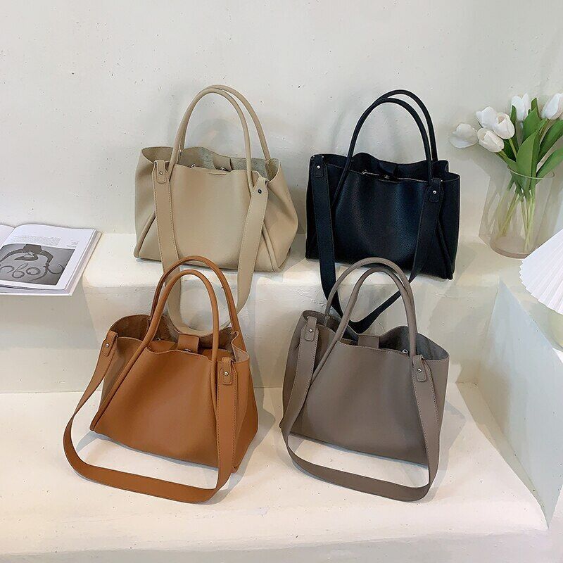 2piece/set Pu Leather Women's Handbags Ladies Tote Women Shoulder Crossbody Bag
