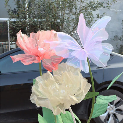 Simulation Flower 50cm Large Mesh Butterfly Display DIY Wedding Decoration Props