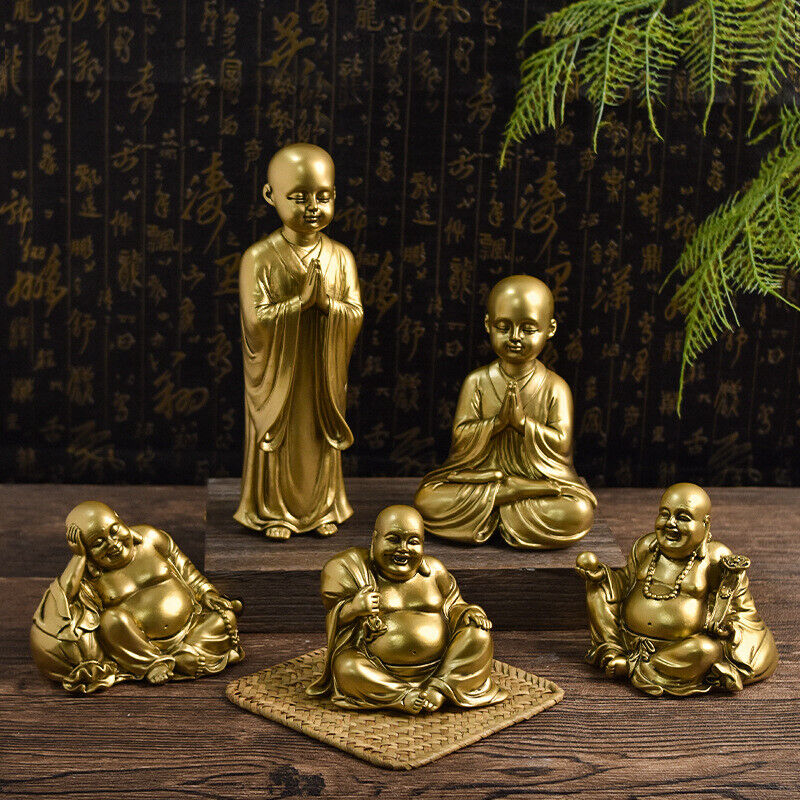 Resin Maitreya Buddha Statue Buddhist Supplies Sculpture Craft Desk Decoration