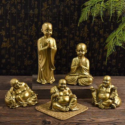 Resin Maitreya Buddha Statue Buddhist Supplies Sculpture Craft Desk Decoration