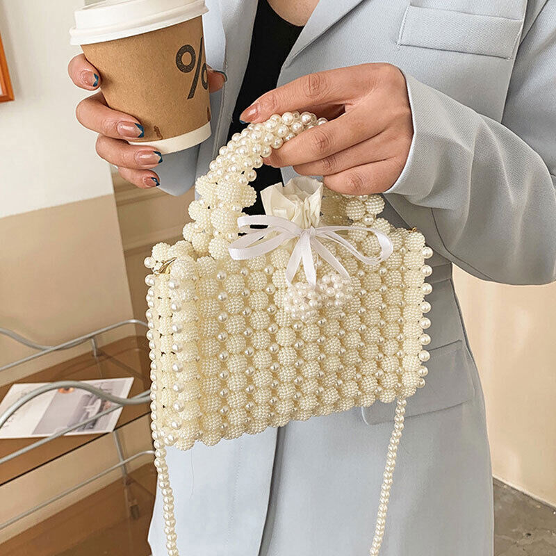 Women Pearl Bag Totes Bags Handbags Ladies Wedding Bridal Handbag Party Purse