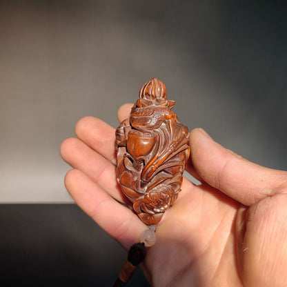 wood carving wooden Lotu frog wooden carved statue Portable mini Boxwood gift