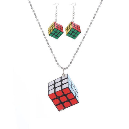 Women Rubik's Cube Earring Geometry Funny Earrings Hanging Cool Jewelry 1Pairs