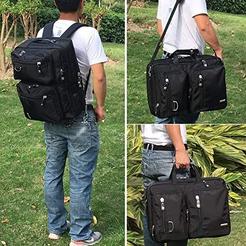 FreeBiz Laptop Backpack Messenger Bag-Hybrid Briefcase Bag Rucksack Black