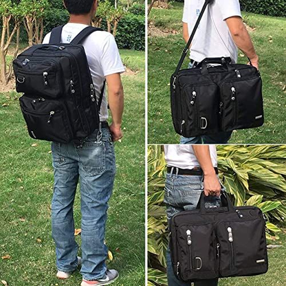 FreeBiz Laptop Backpack Messenger Bag-Hybrid Briefcase Bag Rucksack Black