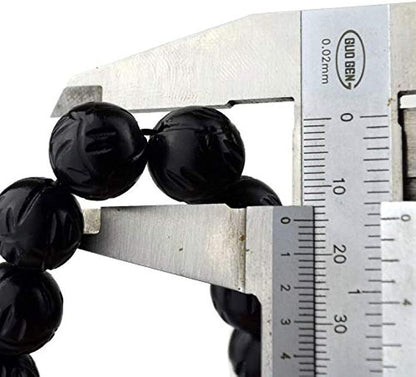 Bracelet Natural Bian Stone Black Beads 16mm Elastic Hand String for Women Men