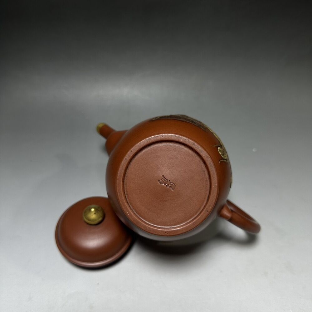 vintage chinese yixing purple clay teapot zisha ceremony carving Collectible art