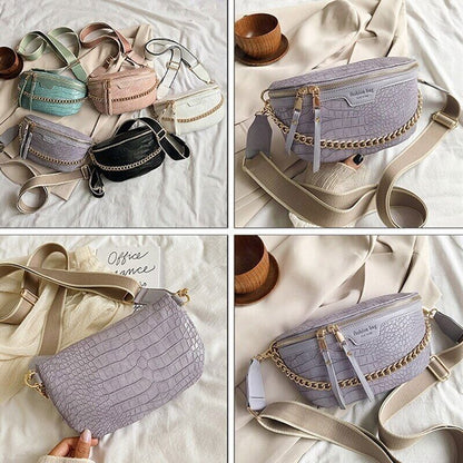 Women's Waist Bag Thick Chain Shoulder Crossbody Bag Female Belt Bag Handbag
