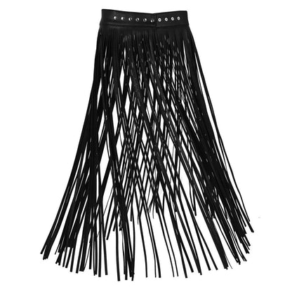 Women Tassel Skirt Faux Leather Fashion Girl Hippy Boho Fringe Harness Rave Belt
